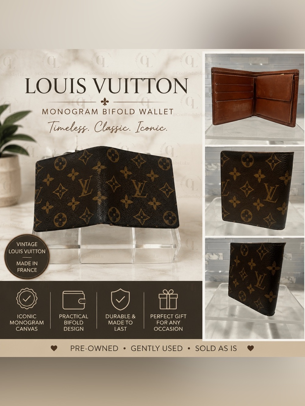 Vintage Louis Vuitton Monogram Bifold Wallet – Made in France